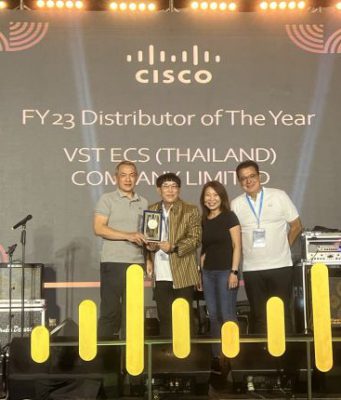 วีเอสที อีซีเอส (ประเทศไทย) รับรางวัลดิสทริบิวเตอร์ยอดเยี่ยม FY23 Distributor of The Year จาก Cisco ต่อเนื่องเป็นปีที่ 10